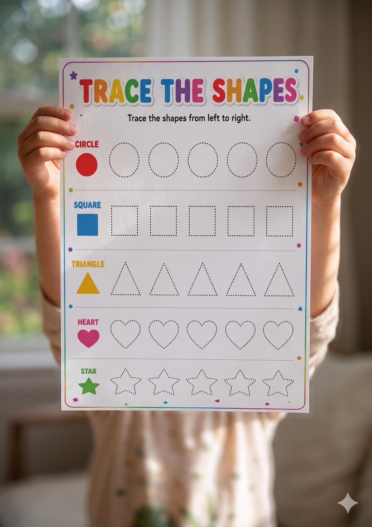 Shapes Workbook for Kids, Summer Printable PDF, 110 Page Preschool Kindergarten Activity Bundle