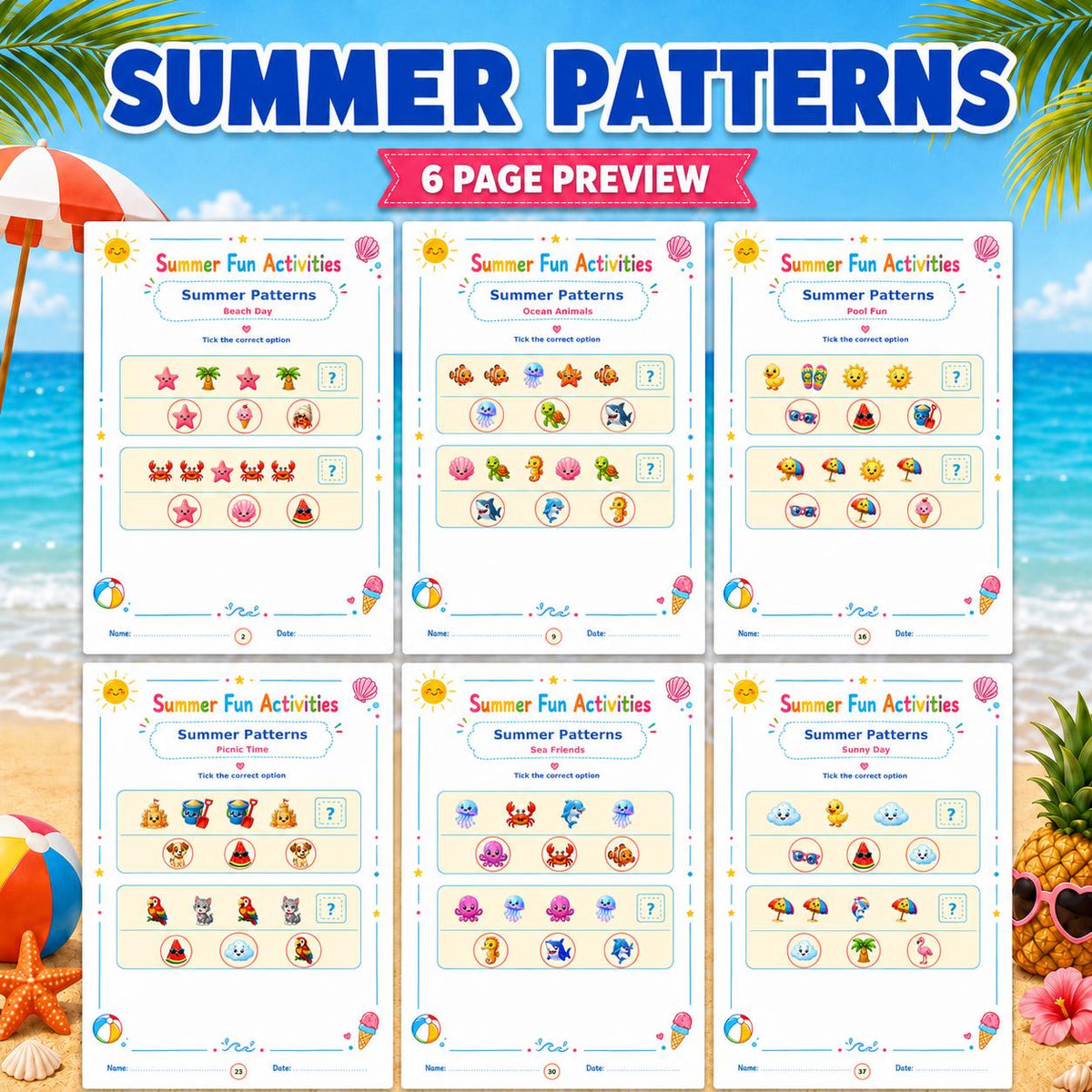 Summer Activity Pack Printable, 140 Pages Summer Worksheets, Kids Printable Games, I Spy, Mazes, Word Search, Coloring Pages