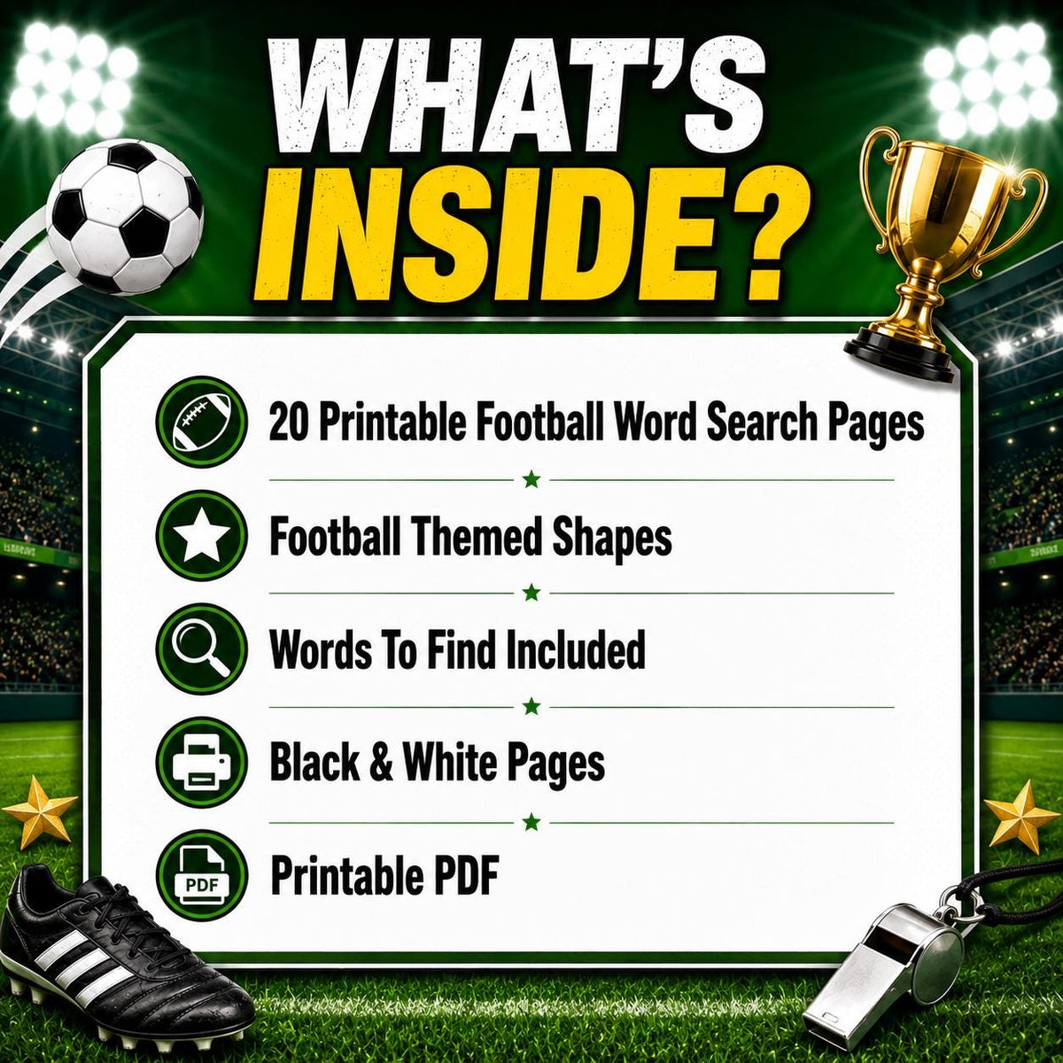 Football Word Search Printable, 20 Soccer Word Search Pages, Football Puzzle Game, Soccer Party Activity, Printable Wordsearch PDF