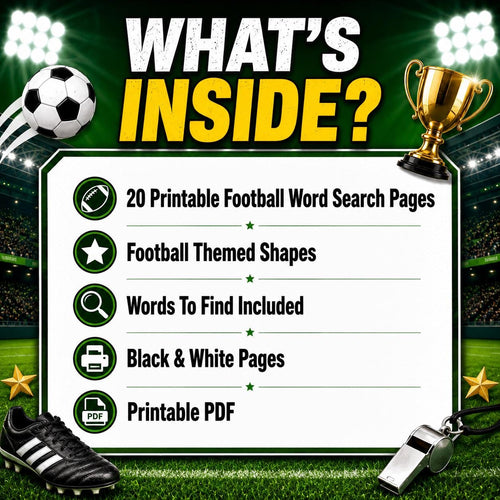 Football Word Search Printable, 20 Soccer Word Search Pages, Football Puzzle Game, Soccer Party Activity, Printable Wordsearch PDF