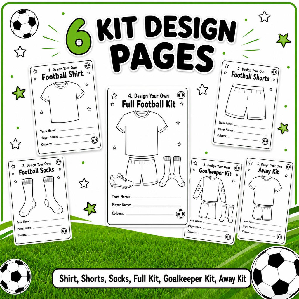 Design Your Own Football Kit, Soccer Shirt Design Activity, Football Printable for Kids, Soccer Birthday Party Activity