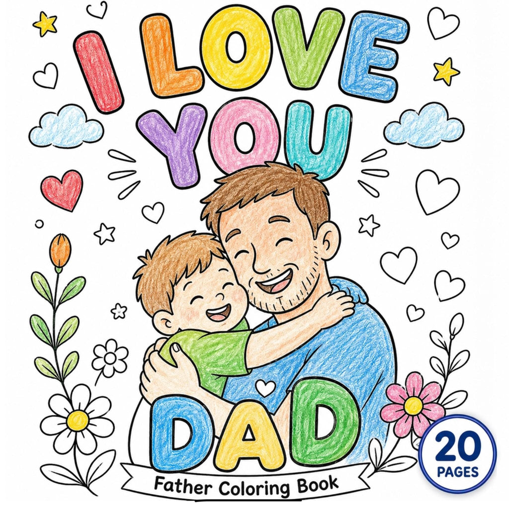 Father Coloring Book Printable, Dad Coloring Pages for Kids, Gift for Dad from Child, Daddy Coloring Sheets, Printable P