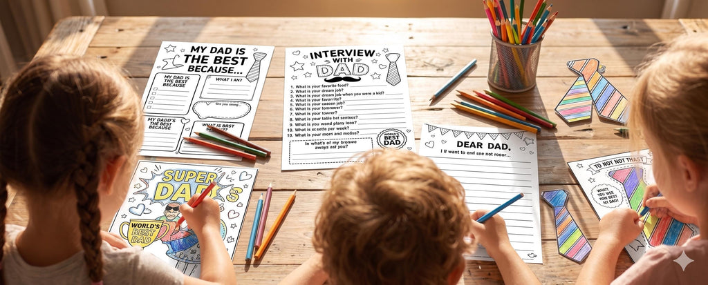 Father’s Day Activity Pack for Kids, All About Dad Worksheet, Dad Coupons, Letter to Dad & Coloring Pages