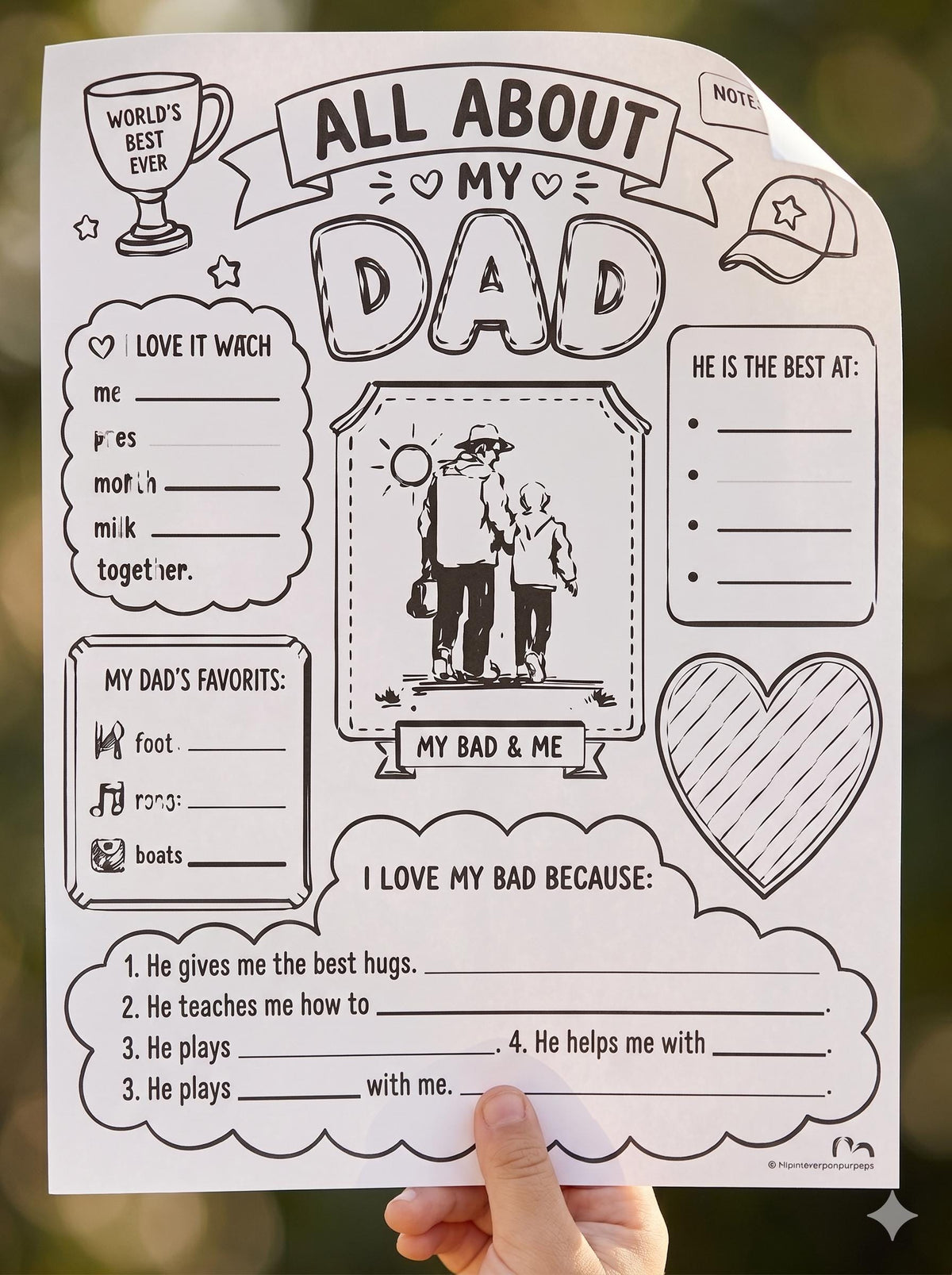 Father’s Day Activity Pack for Kids, All About Dad Worksheet, Dad Coupons, Letter to Dad & Coloring Pages