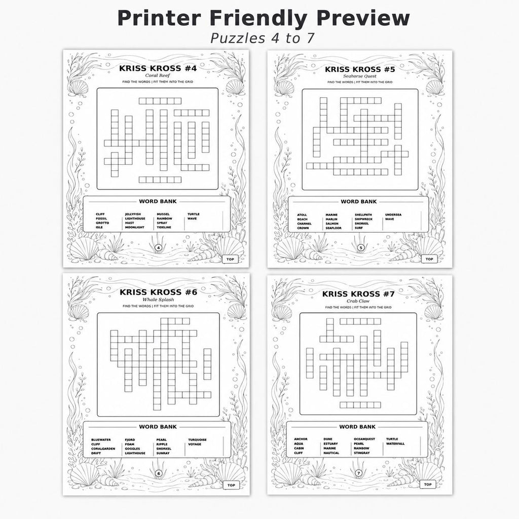 100 Kriss Kross Puzzles Printable With Solutions, Kids Teens Adults Word Fill In Puzzle Book, Kriss Cross Puzzle PDF, 3 Versions Included