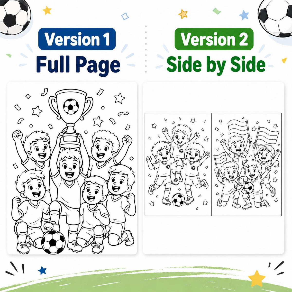 Football Coloring Pages | Soccer Activity for Kids | Sports Coloring Sheets Printable PDF | Instant Download