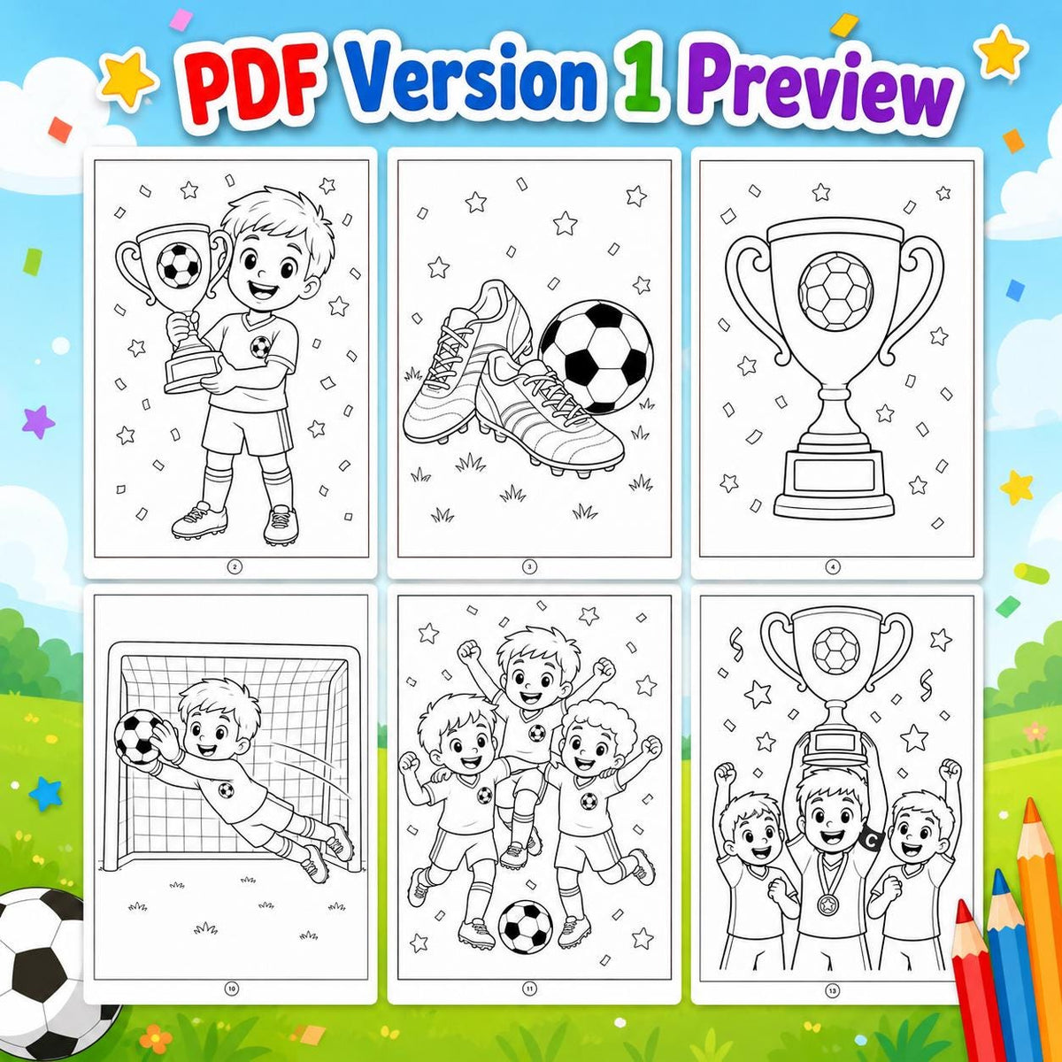 Football Coloring Pages | Soccer Activity for Kids | Sports Coloring Sheets Printable PDF | Instant Download