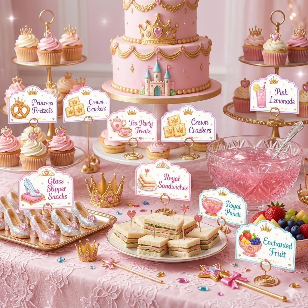 Princess Party Mega Bundle Printable, Princess Birthday Decorations, Food Labels, Favor Tags, Cards, Activities, 130+ Digital Printables