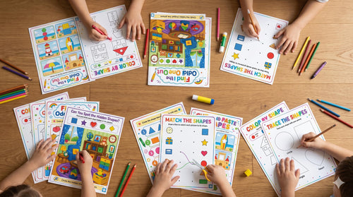 Shapes Workbook for Kids, Summer Printable PDF, 110 Page Preschool Kindergarten Activity Bundle