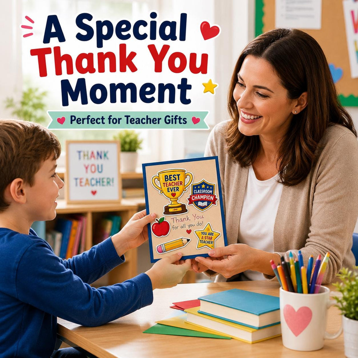 Teacher Cutouts Printable, Thank You Gift for Teacher, Teacher Card Making Craft, Teachers Day Gift, End of Year Teacher Gift, A4 PDF