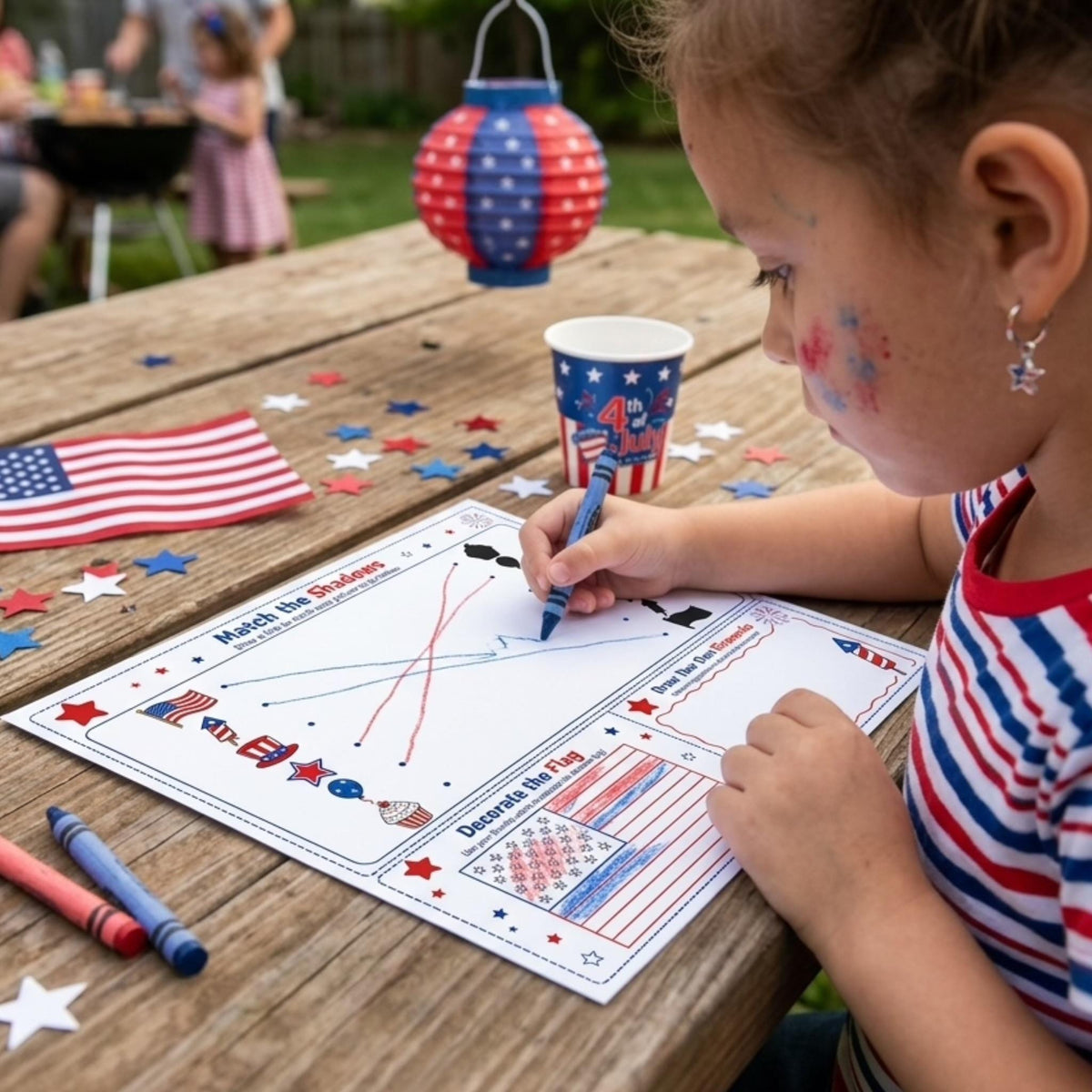 4th of July Activity Pack Printable, Kids Independence Day Worksheets, Patriotic Coloring Placemat, USA Party Games, Summer Activities PDF