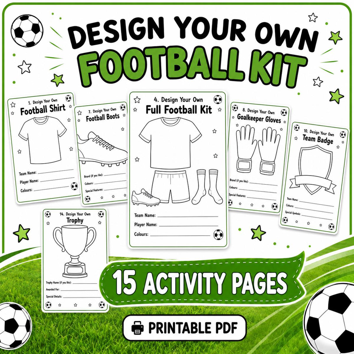 Design Your Own Football Kit, Soccer Shirt Design Activity, Football Printable for Kids, Soccer Birthday Party Activity