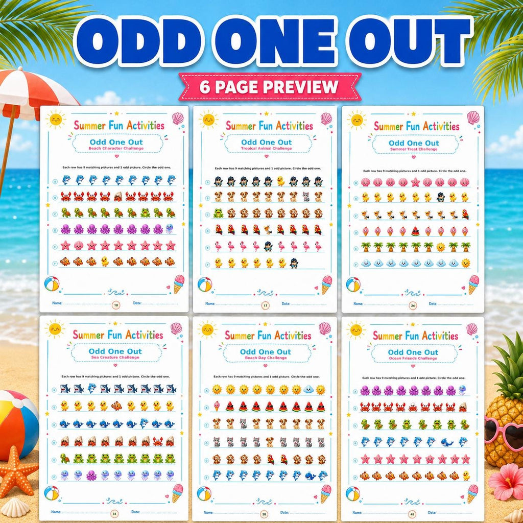 Summer Activity Pack Printable, 140 Pages Summer Worksheets, Kids Printable Games, I Spy, Mazes, Word Search, Coloring Pages