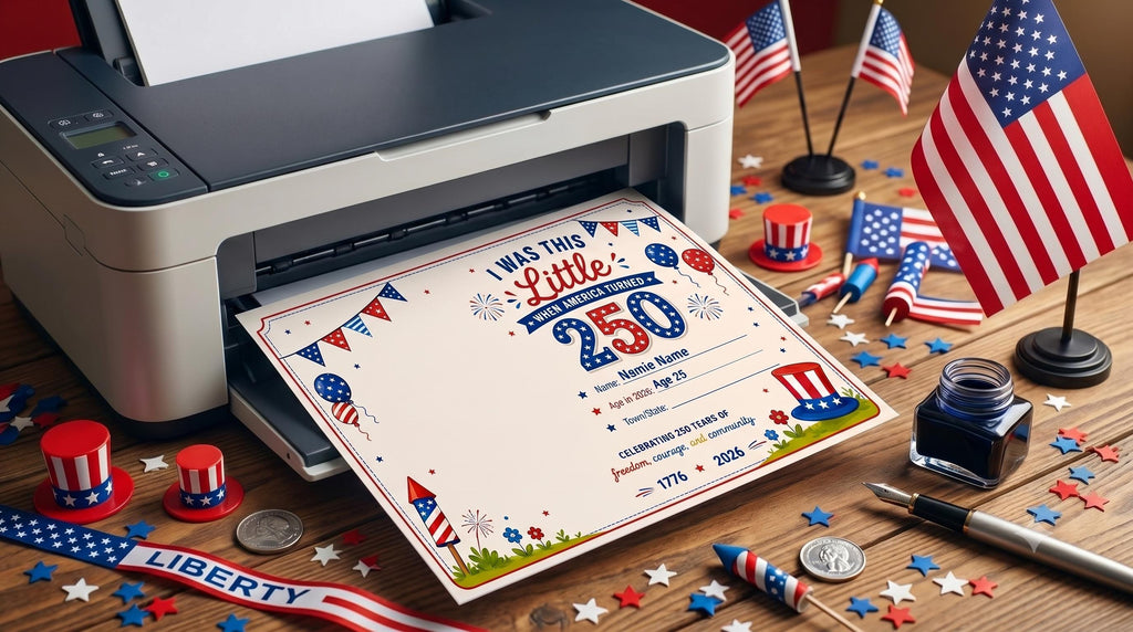America 250 Handprint Keepsake Printable, 4th of July 2026 Baby Toddler Craft, I Was This Little USA 250