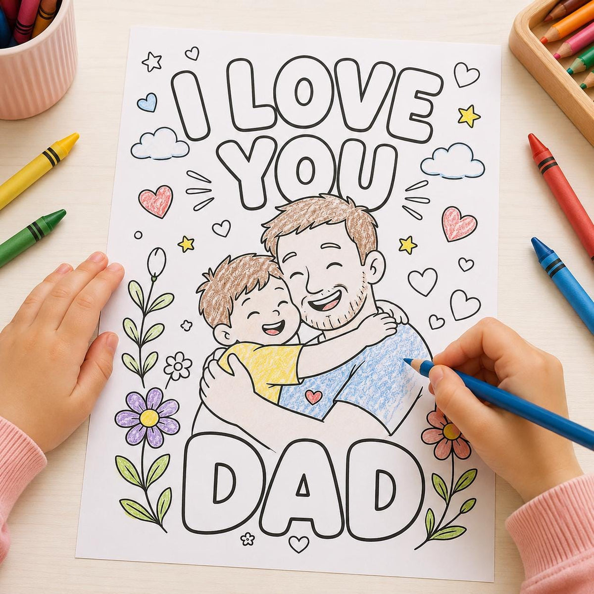Father’s Day Coloring Pages for Kids, Dad & Daddy Coloring Book, 15 Printable Father’s Day Gift Pages PDF