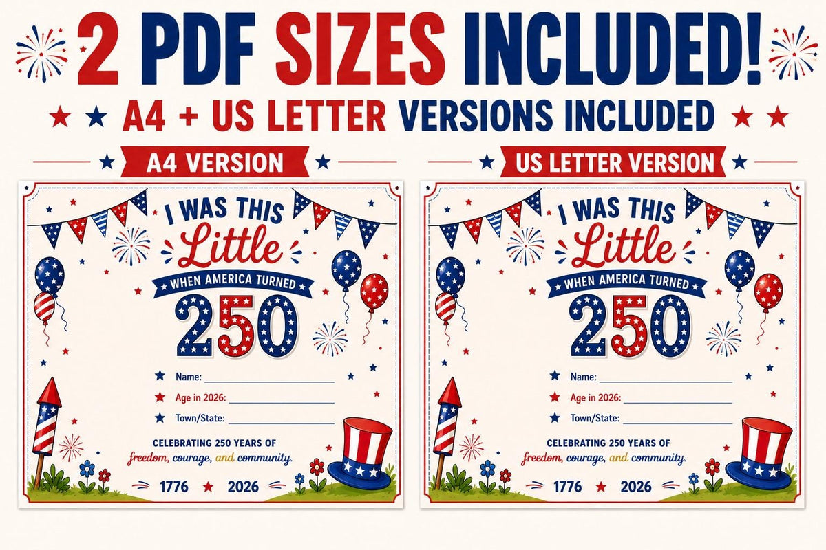 America 250 Handprint Keepsake Printable, 4th of July 2026 Baby Toddler Craft, I Was This Little USA 250