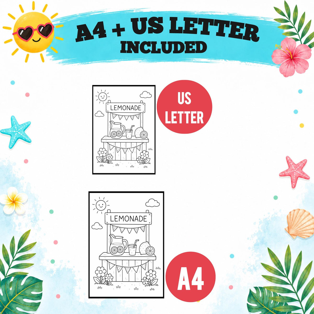 Summer Coloring Pages Printable, Kids Summer Colouring Book, Ice Cream Coloring Sheets, Summer Activity Pages, Digital Coloring Pages PDF