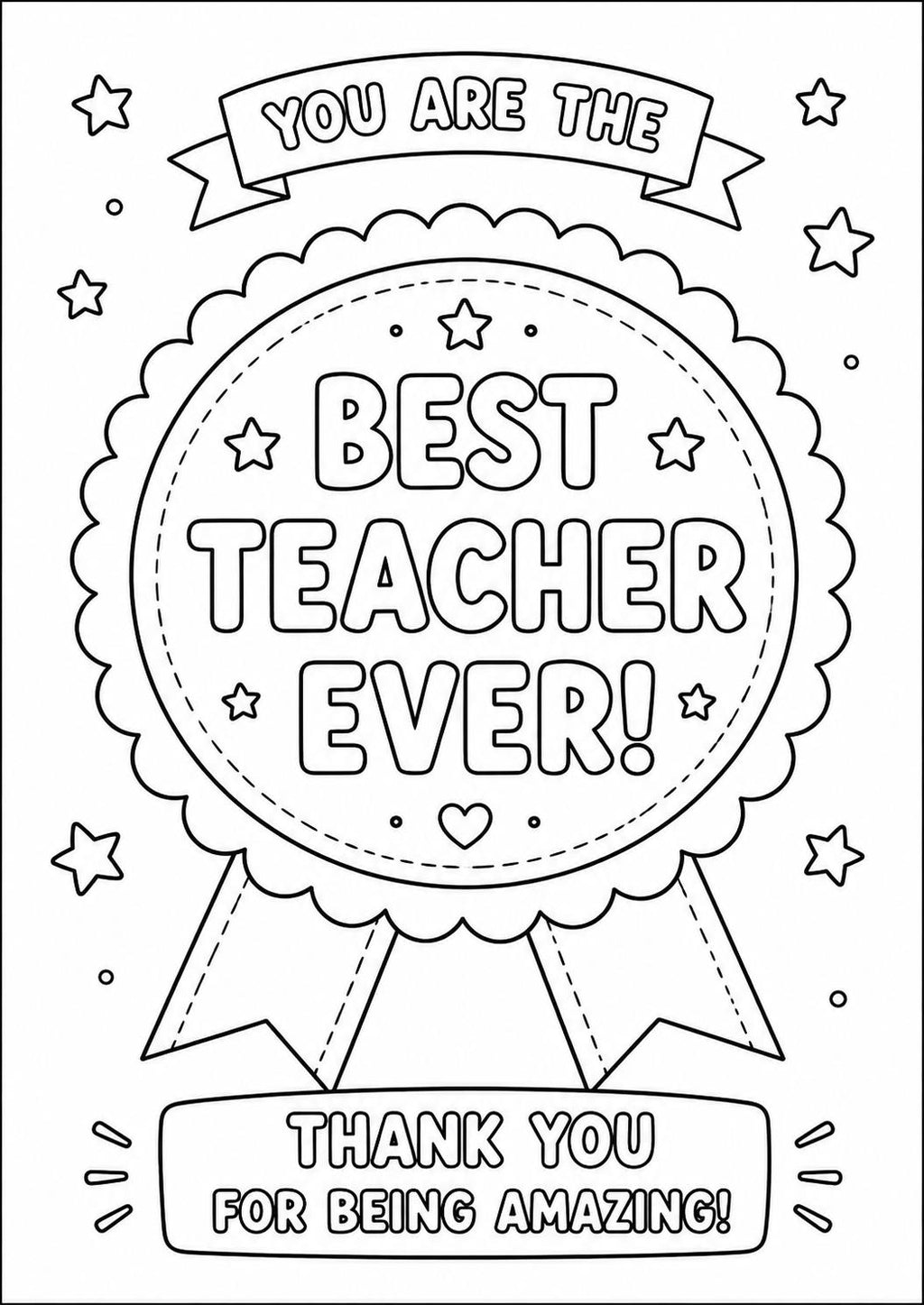 Teacher Appreciation Printable, All About My Teacher Worksheet, Thank You Teacher Coloring Page, Best Teacher Award, Teachers Day Gift Idea