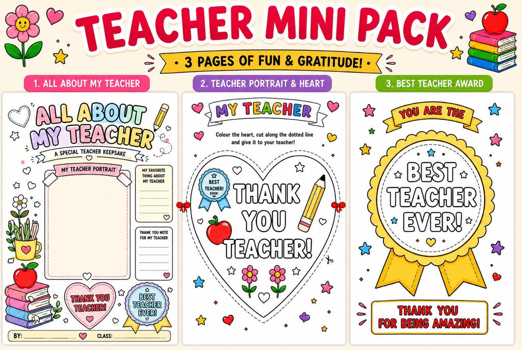 Teacher Appreciation Printable, All About My Teacher Worksheet, Thank You Teacher Coloring Page, Best Teacher Award, Tea