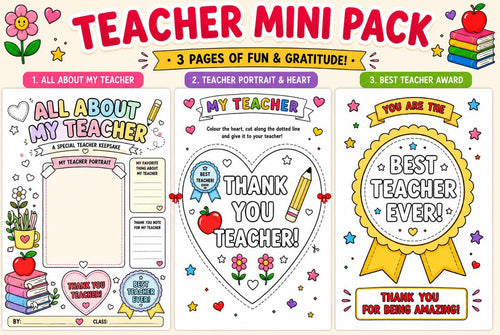 Teacher Appreciation Printable, All About My Teacher Worksheet, Thank You Teacher Coloring Page, Best Teacher Award, Tea