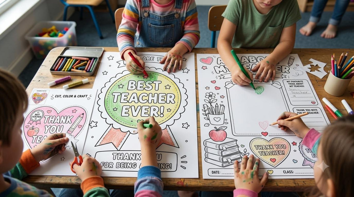 Teacher Appreciation Printable, All About My Teacher Worksheet, Thank You Teacher Coloring Page, Best Teacher Award, Teachers Day Gift Idea