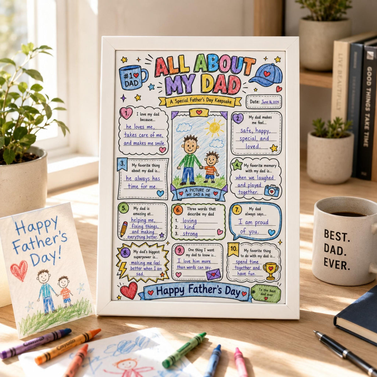 All About My Dad Printable, Father’s Day Activity for Kids, Dad Interview Coloring Page, Printable Gift for Dad, Fill In Worksheet