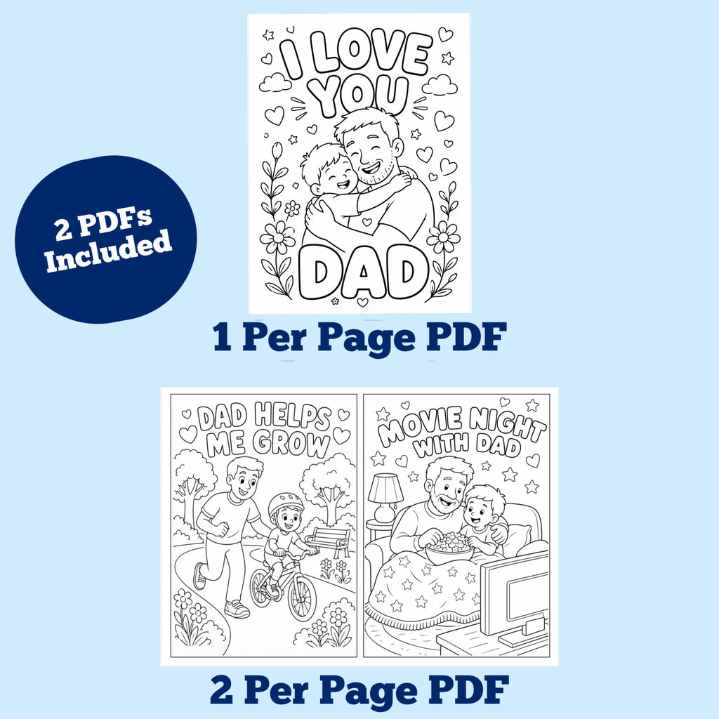 Father Coloring Book Printable, Dad Coloring Pages for Kids, Gift for Dad from Child, Daddy Coloring Sheets, Printable PDF