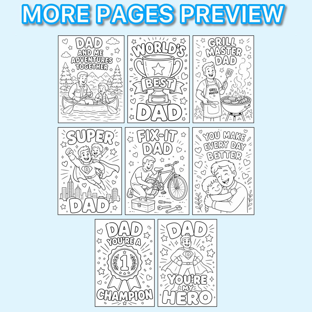 Father Coloring Book Printable, Dad Coloring Pages for Kids, Gift for Dad from Child, Daddy Coloring Sheets, Printable PDF