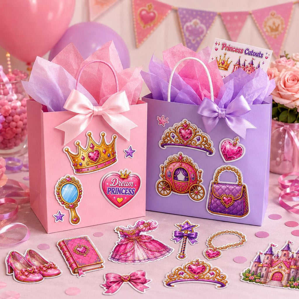 Princess Cutouts Printable, Princess Theme Party Craft, Kids Cut and Paste Activity, Princess Birthday Party Favor, Printable Princess Craft