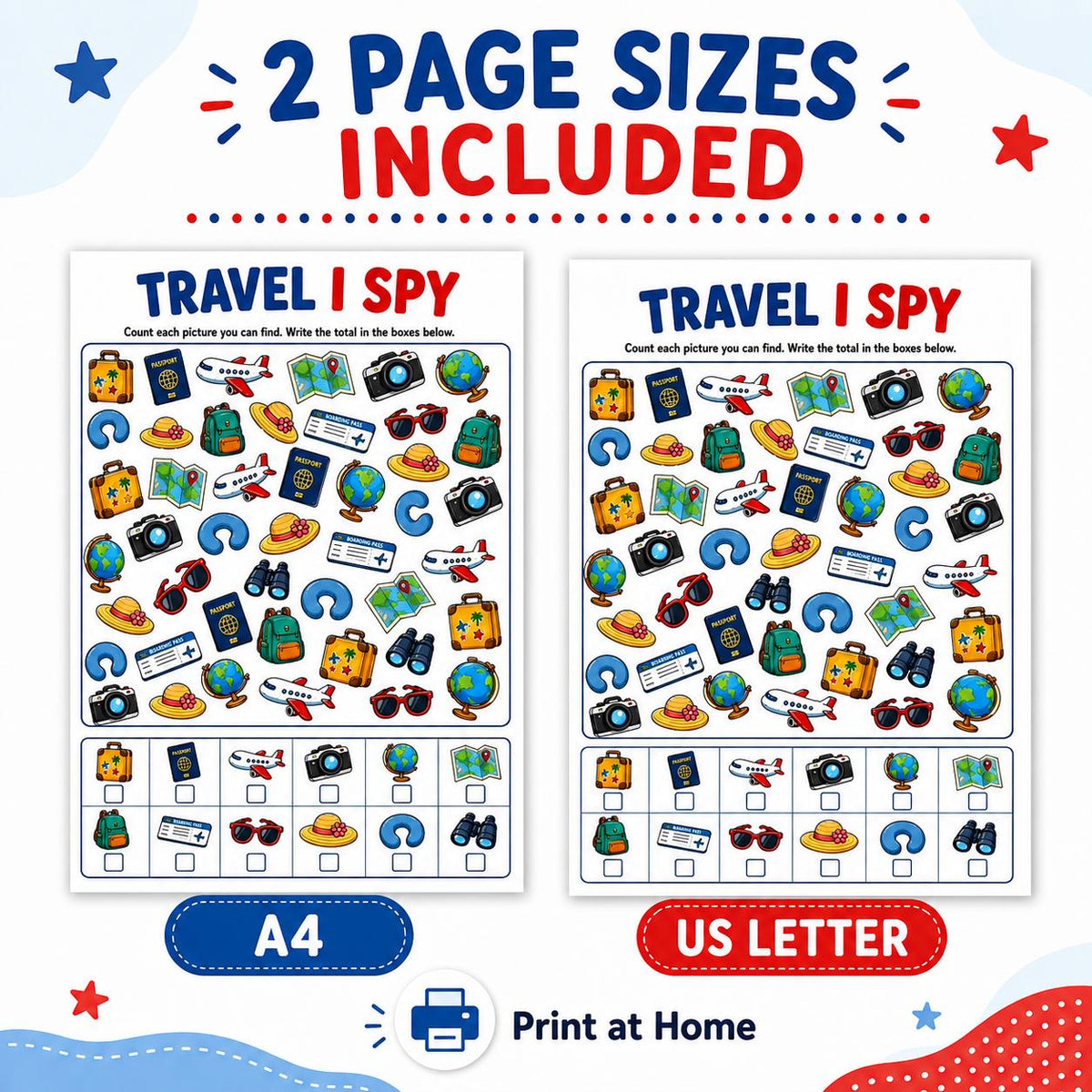 Travel I Spy Printable for Kids, Road Trip Activity Game, Travel Busy Bag, Kids Travel Activity Sheet, Vacation Activity PDF