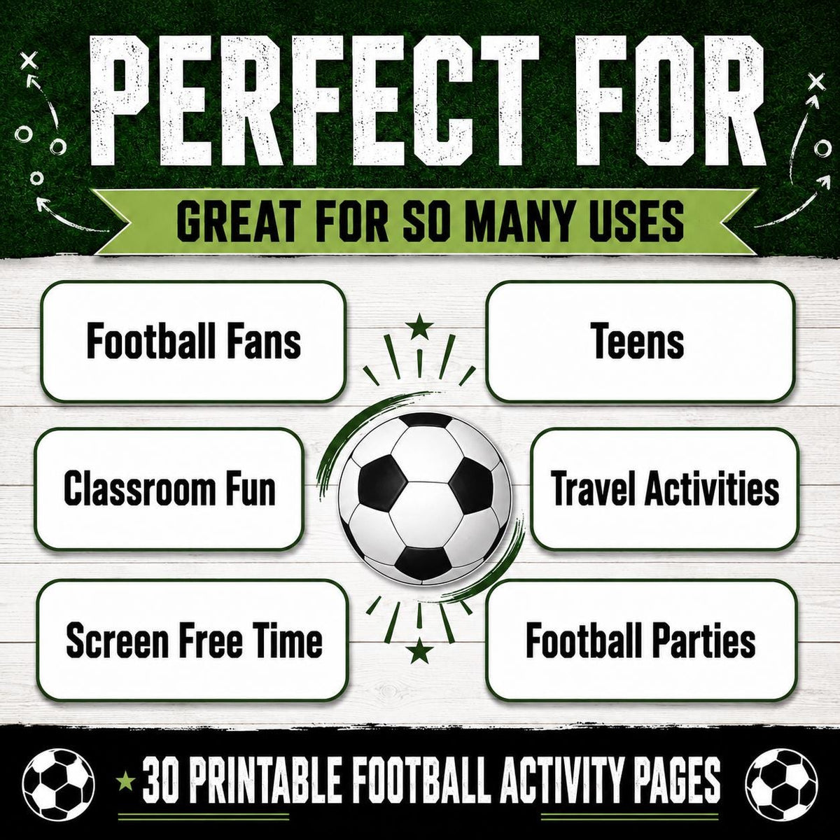 Football Activity Pack, Printable Soccer Activity Pages, Football Puzzles, Football Word Search, Maze, Crossword, Puzzle Games