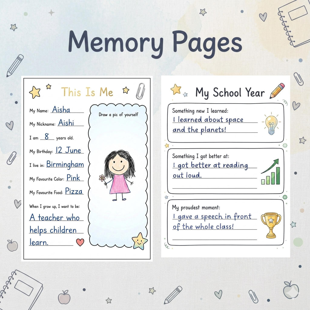 Last Day of School Memory Book Printable, End of School Year Memories, Kids Classroom Keepsake, End of Year Activity Pages PDF