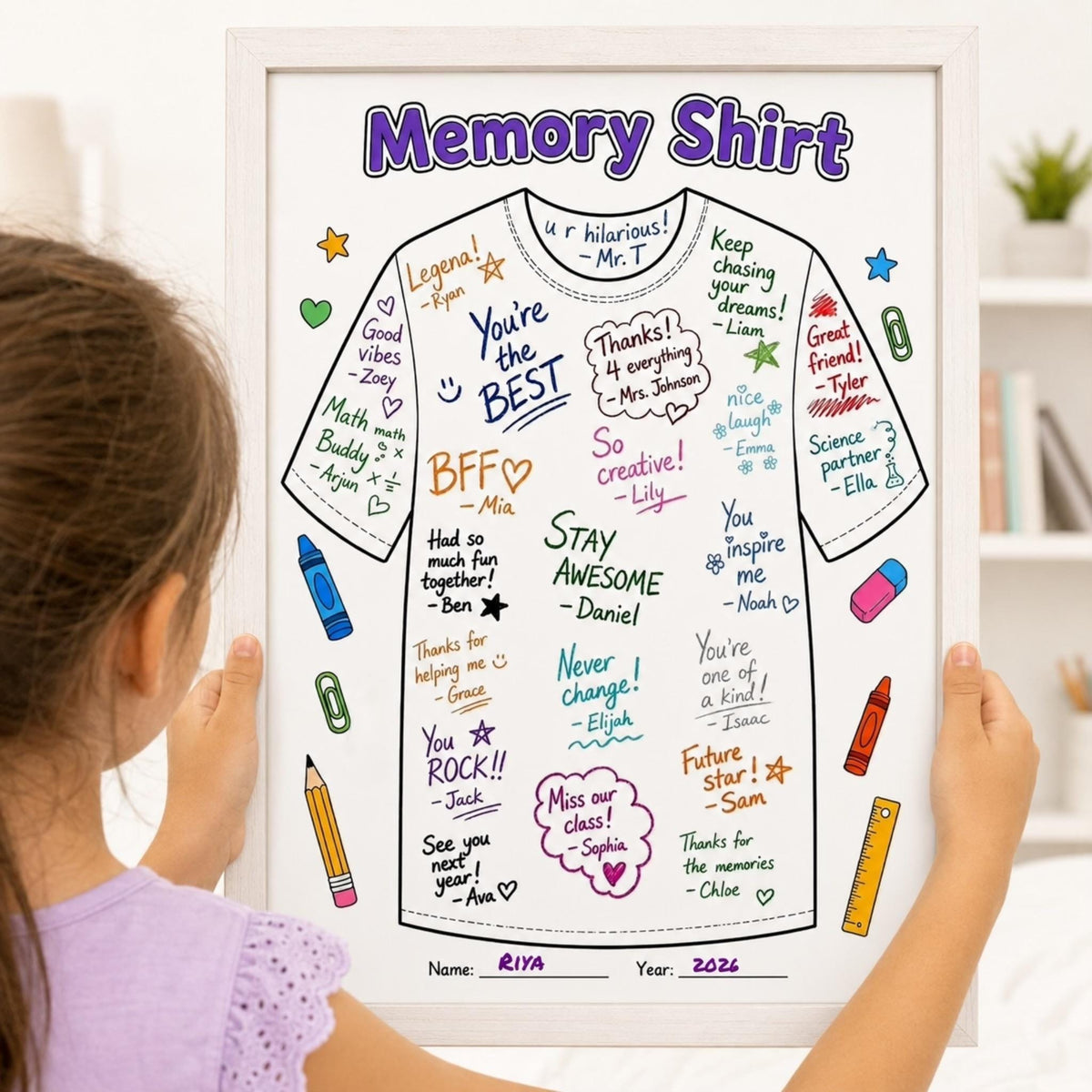 End of Year Autograph Shirt Printable, End of Term Keepsake, Last Day of School Activity, Class Autograph Page, School M