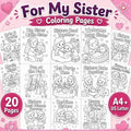 Sister Coloring Pages Printable, Big Sister Little Sister Coloring Book, Gift for Sister, Sister Birthday Activity, Sist