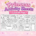 Princess Activity Sheets Printable, Princess Birthday  Activity Pages, Kids Party Activity, Princess Coloring Page, A4 D
