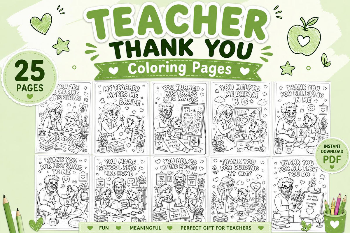 Teacher Thank You Coloring Pages Printable, Teacher Appreciation Coloring Book, End of Year Teacher Gift, School Colorin
