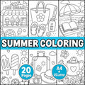 Summer Coloring Pages Printable, Kids Summer Colouring Book, Ice Cream Coloring Sheets, Summer Activity Pages, Digital C