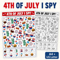 4th of July I Spy Printable, Independence Day Kids Activity, July 4th Party Game, Look and Find Game for Kids, Summer Wo