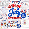 4th of July Activity Pack Printable, Kids Independence Day Worksheets, Patriotic Coloring Placemat, USA Party Games, Sum