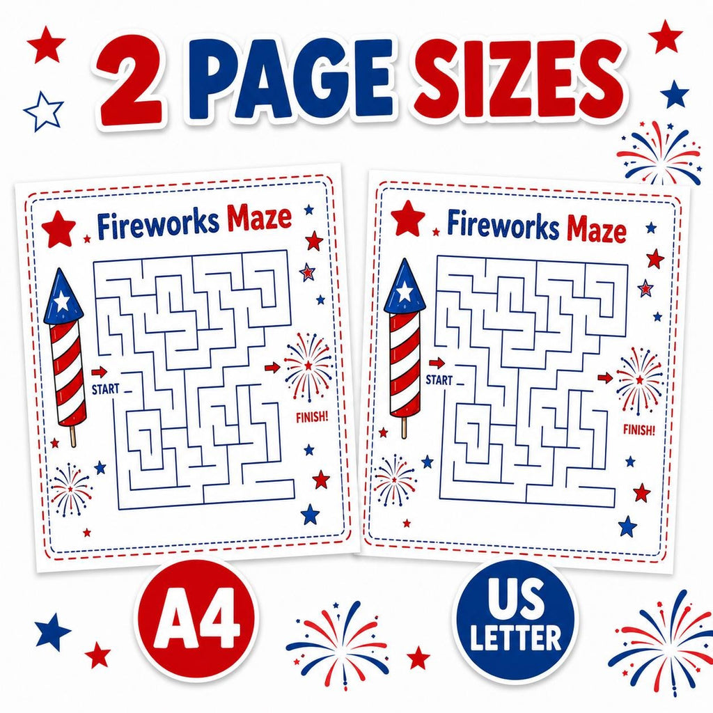 4th of July Activity Pack Printable, Kids Independence Day Worksheets, Patriotic Coloring Placemat, USA Party Games, Summer Activities PDF