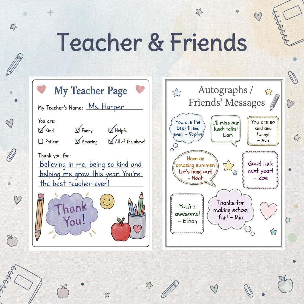 Last Day of School Memory Book Printable, End of School Year Memories, Kids Classroom Keepsake, End of Year Activity Pages PDF