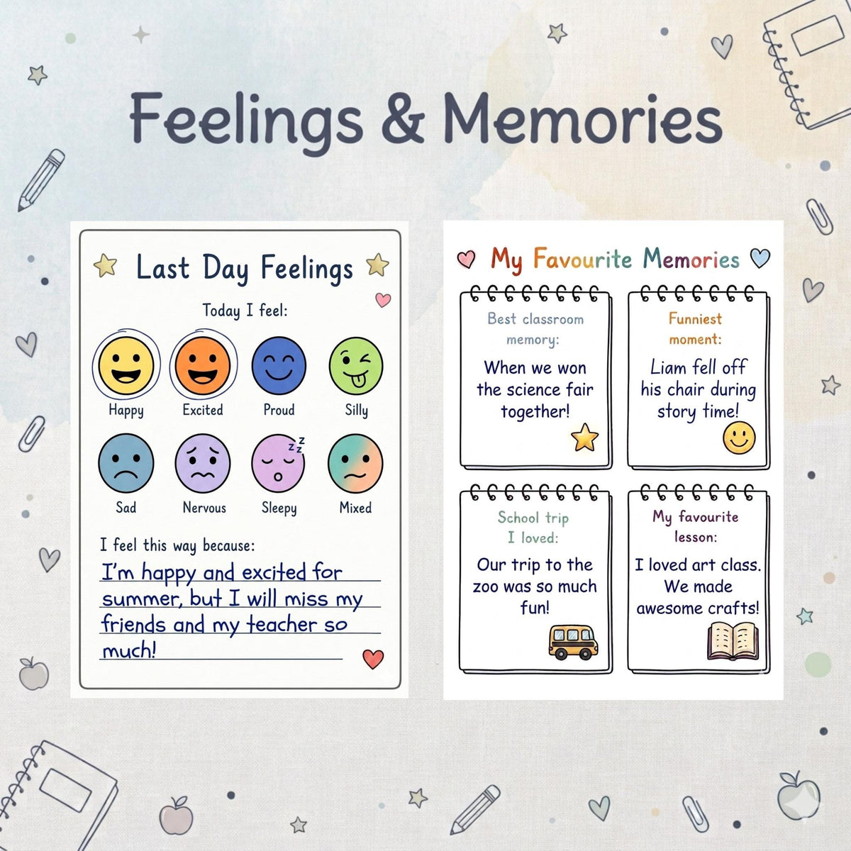 Last Day of School Memory Book Printable, End of School Year Memories, Kids Classroom Keepsake, End of Year Activity Pages PDF