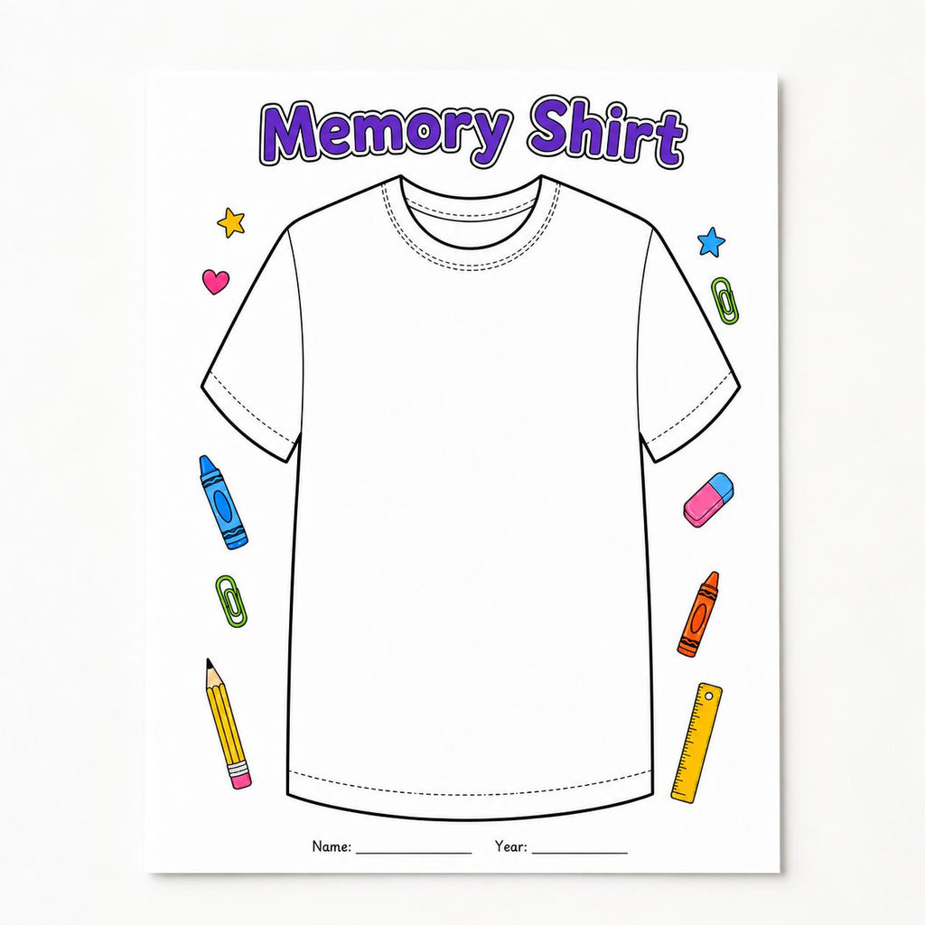 End of Year Autograph Shirt Printable, End of Term Keepsake, Last Day of School Activity, Class Autograph Page, School Memory Worksheet