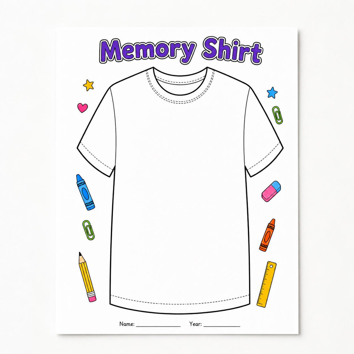 End of Year Autograph Shirt Printable, End of Term Keepsake, Last Day of School Activity, Class Autograph Page, School Memory Worksheet
