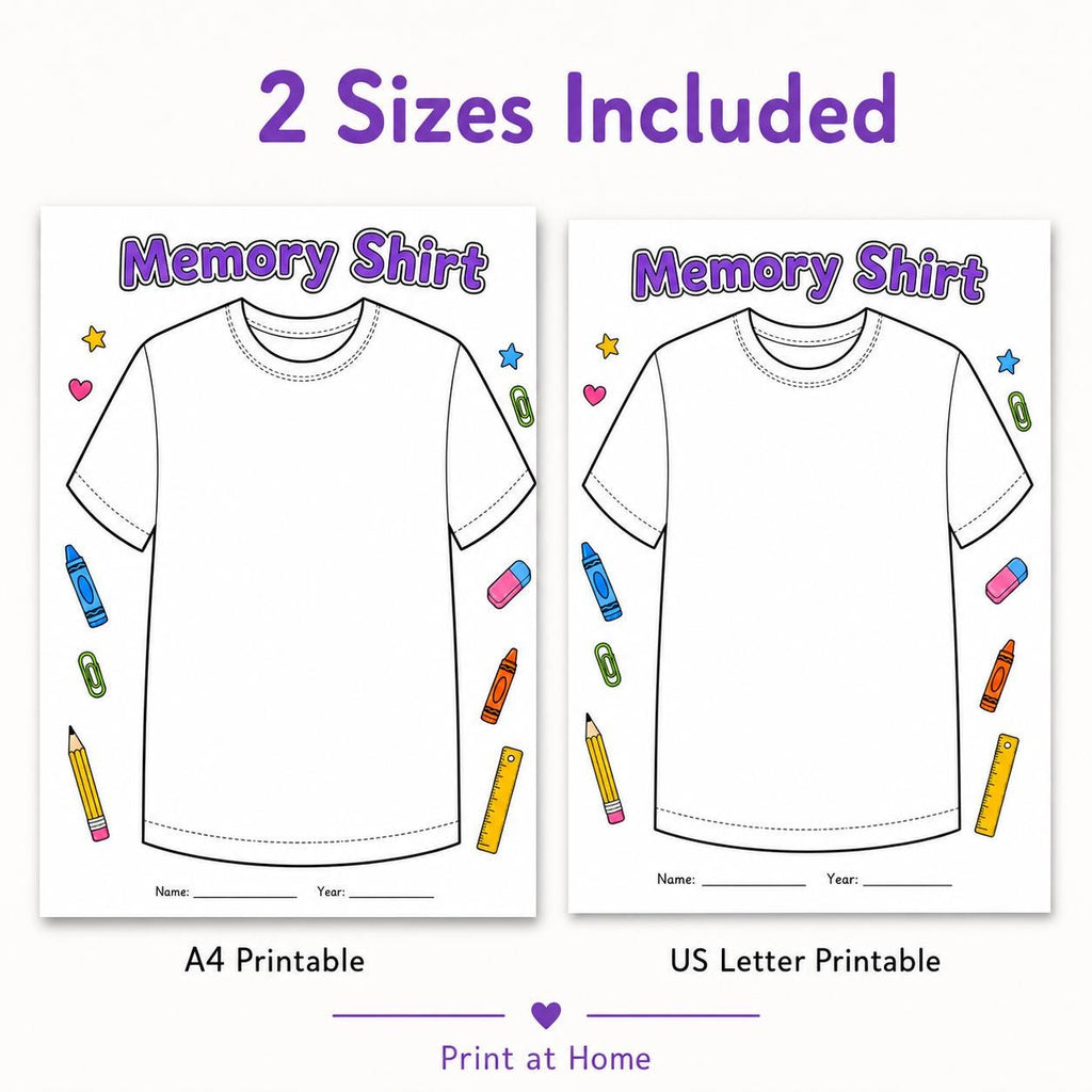 End of Year Autograph Shirt Printable, End of Term Keepsake, Last Day of School Activity, Class Autograph Page, School Memory Worksheet