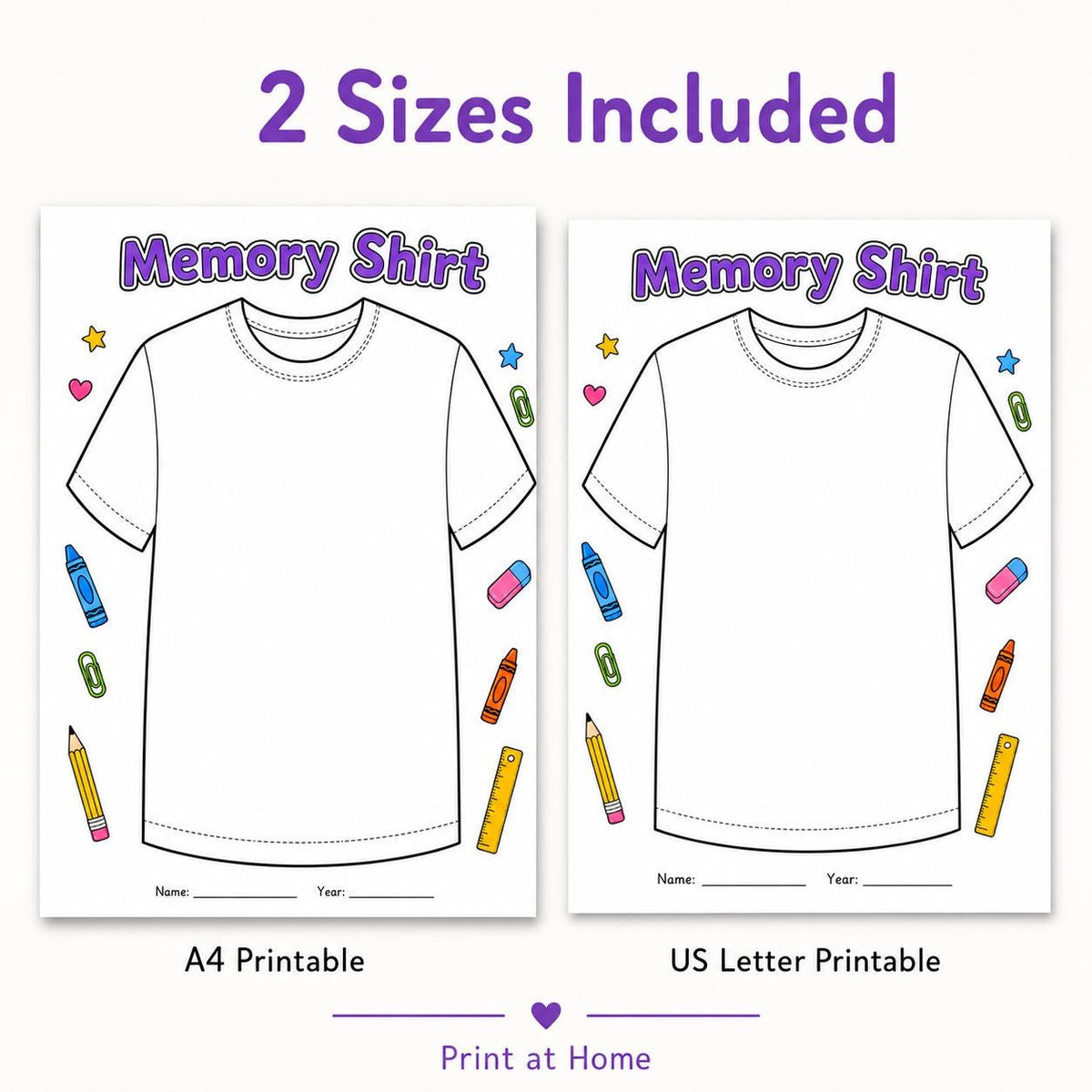 End of Year Autograph Shirt Printable, End of Term Keepsake, Last Day of School Activity, Class Autograph Page, School Memory Worksheet