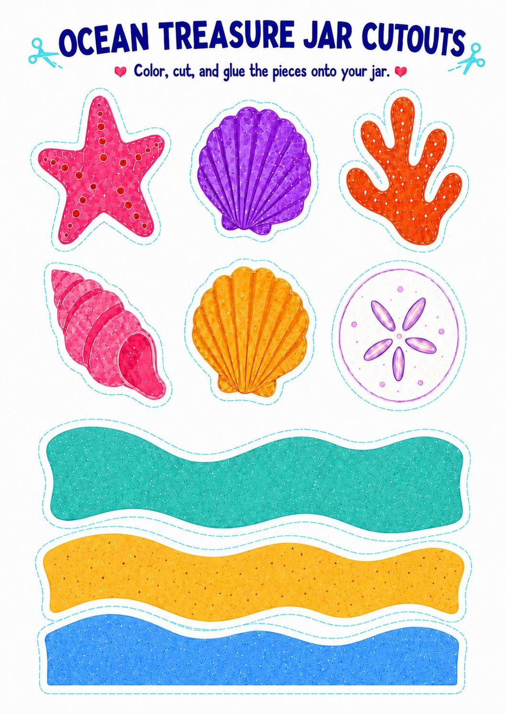 Ocean Craft Printable, Cut and Paste Activity, Sea Animals Kids Paper Craft, Craft Kit, A4 US Letter PDF
