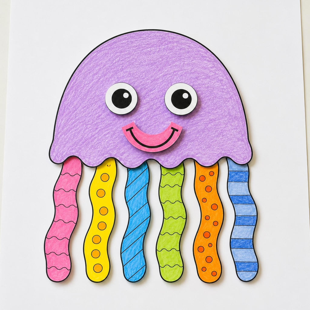 Jellyfish Cut and Paste Craft Printable | Build a Jellyfish Craft Activity | Ocean Animal Kids Craft