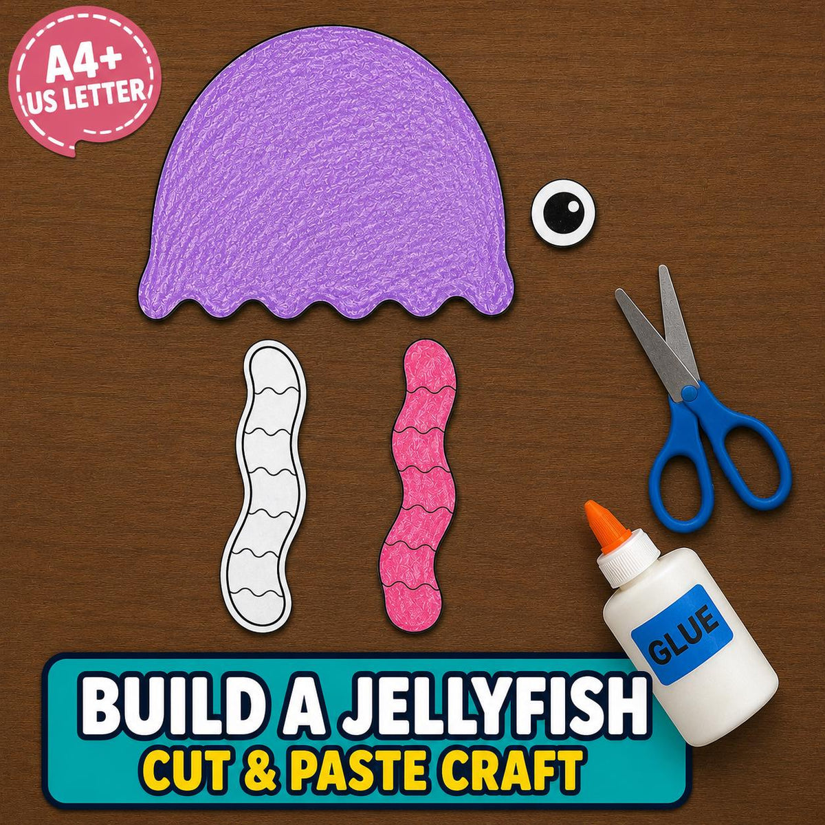 Jellyfish Cut and Paste Craft Printable | Build a Jellyfish Craft Activity | Ocean Animal Kids Craft