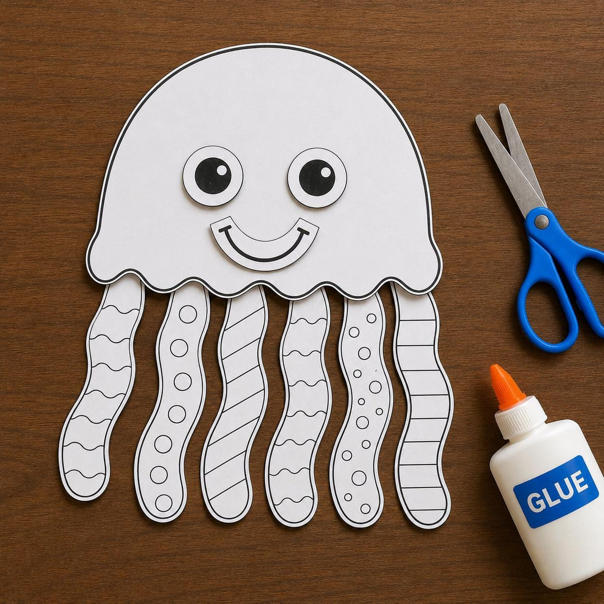 Jellyfish Cut and Paste Craft Printable | Build a Jellyfish Craft Activity | Ocean Animal Kids Craft